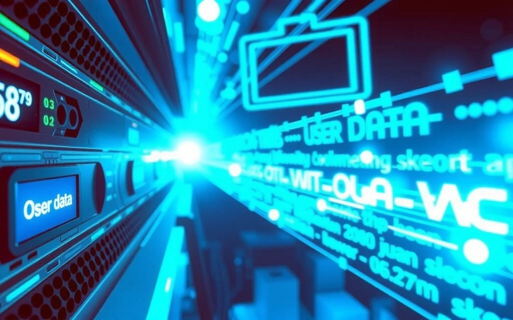 Data collection icons, secure server, user data